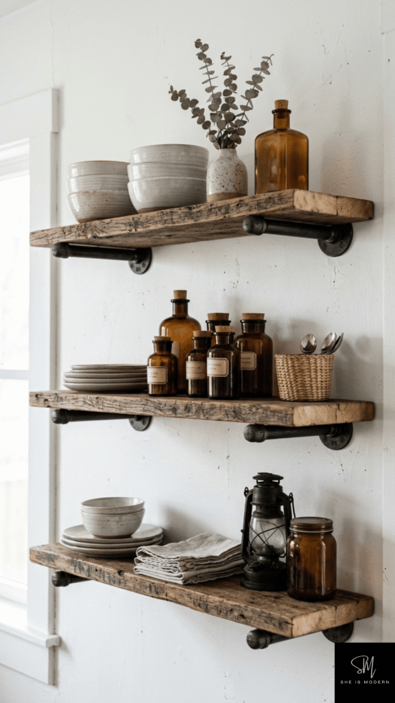 Open Shelving with Industrial Brackets